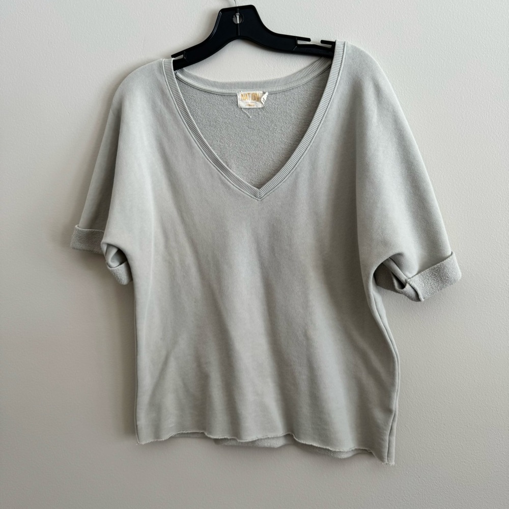 NATION • Short Sleeve V Neck Sweatshirt